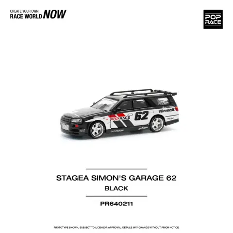 Pop Race Nissan Stagea SIM0NS Garage 62 Black 1:64 diecast