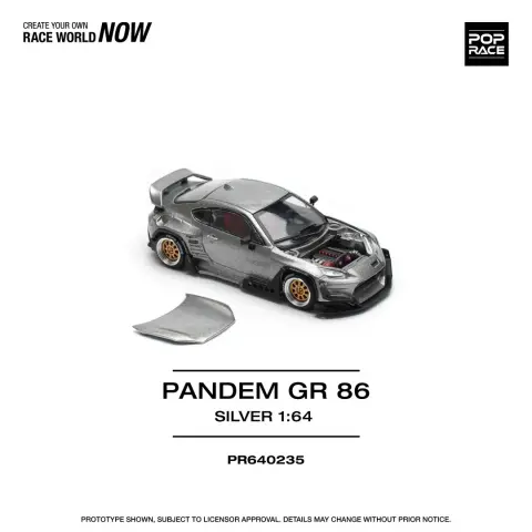 Pop Race Pandem GR86 Silver NEW Tooling 1:64 diecast