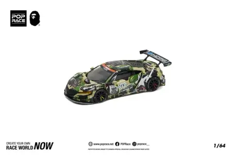 Pop Race Honda NSX GT3 EVO22 Kcmg Bathing APE 1:64 diecast