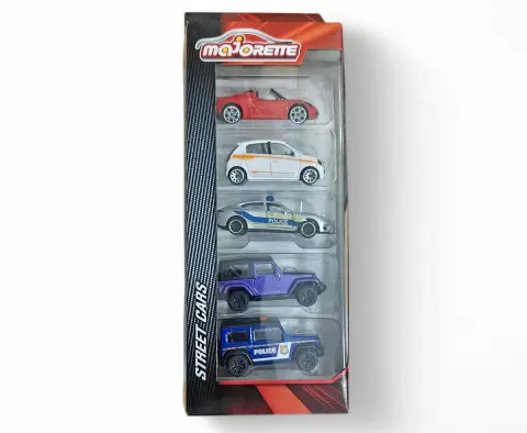 Majorette Street Cars 5 Cars Gift Pack With Police Jeep 1:64 diecast