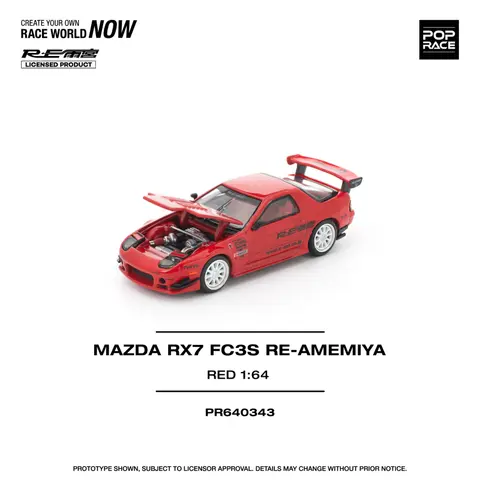 Pop Race Mazda RX7 FC3S Re-amemiya RED 1:64 diecast