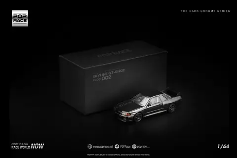 Pop Race R32 Gt-r Dark Chrome 1:64 diecast