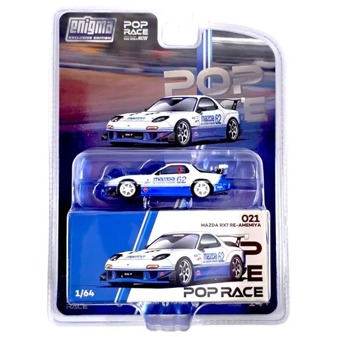 Pop Race Mazda RX7 Re-amemiya White / Blue 1:64 diecast