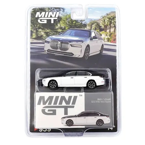 Mini GT BMW I7 XDRIVE60 Alpine White Black Sapphire (Blister Pack) 1:64 diecast