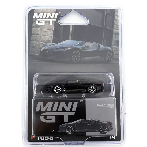 Mini GT Bugatti W16 Mistral Black (Blister Pack) 1:64 diecast